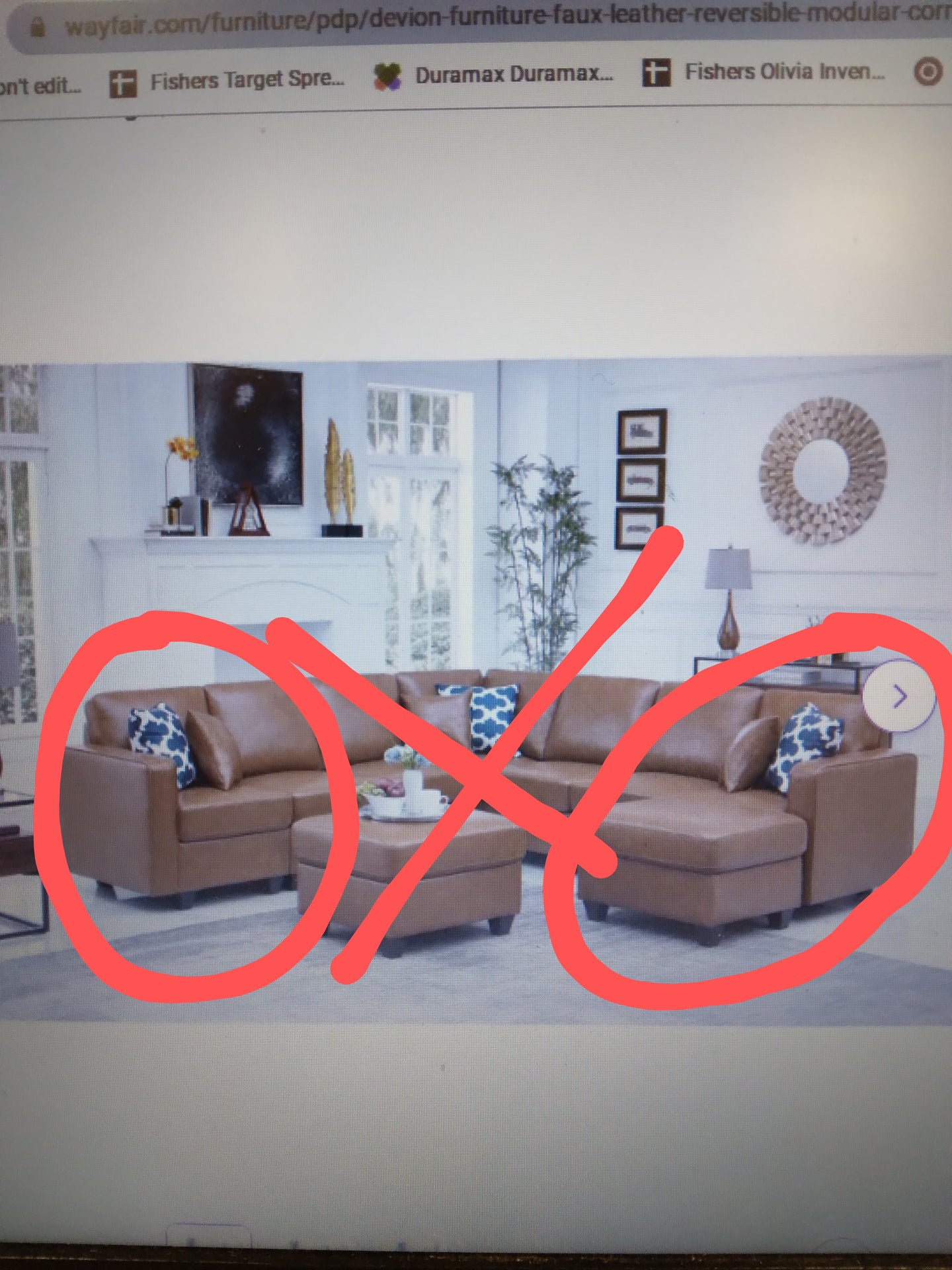 Faux Leather Reversible Modular Corner 2 corner seats with Ottoman - 3 BOXES