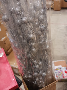 35" Silver Glitter Berry Artificial Christmas Spray