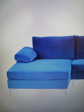 Load image into Gallery viewer, Velvet Upholstered Navy Chaise, partial sectional
