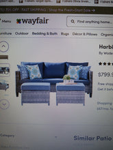 Load image into Gallery viewer, Wicker Loveseat and ottomans
