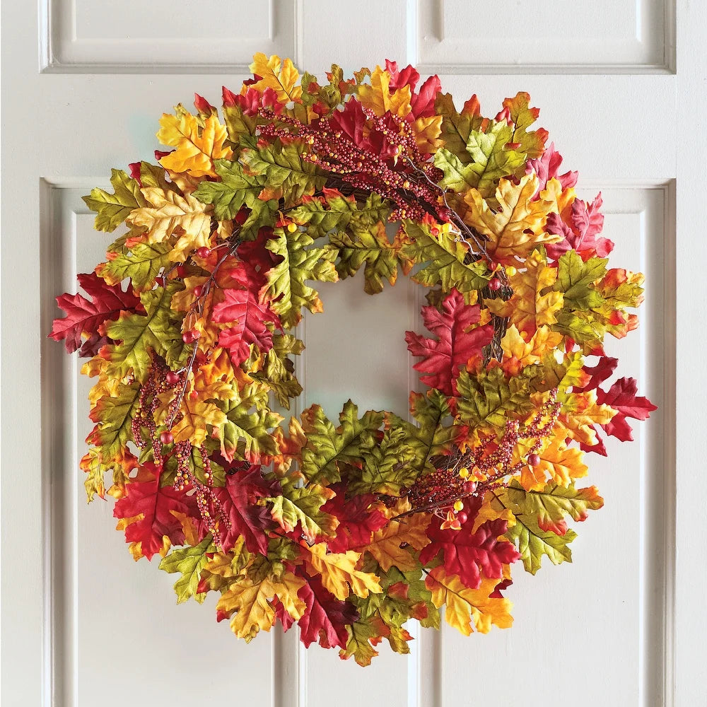 Oak Leaves Autumn Harvest Wreath, 22 x 4 x 22