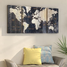 Load image into Gallery viewer, 40&quot; H x 80&quot; W x 2&quot; D Blue, white, brown, red, gray Ocean Eye I - 3 Piece Picture Frame Print Set on Canvas SB1862

