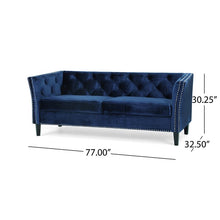 Load image into Gallery viewer, Blue Odessa Contemporary Velvet Sofa (353MM)
