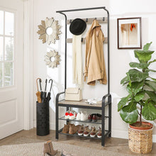 Load image into Gallery viewer, Greige and Black Odysseus 28.3&#39;&#39; Wide Hall Tree with Bench and Shoe Storage
