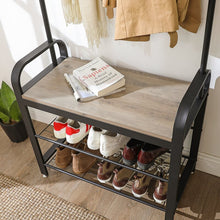 Load image into Gallery viewer, Greige and Black Odysseus 28.3&#39;&#39; Wide Hall Tree with Bench and Shoe Storage
