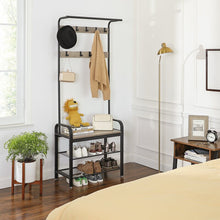 Load image into Gallery viewer, Greige and Black Odysseus 28.3&#39;&#39; Wide Hall Tree with Bench and Shoe Storage
