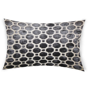 12" x 18" Black Ogata Velvet Geometric Lumbar Pillow Set of 2(2174RR)