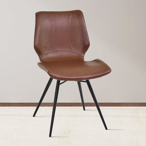 Faux Leather Upholstered Dining Chair in Vintage Coffee Fabric (Set of Two in One Box) #9888