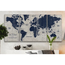 Load image into Gallery viewer, 40&quot; H x 80&quot;W x 1.5&quot; D Old World Map - 3 Piece Graphic Art on Canvas

