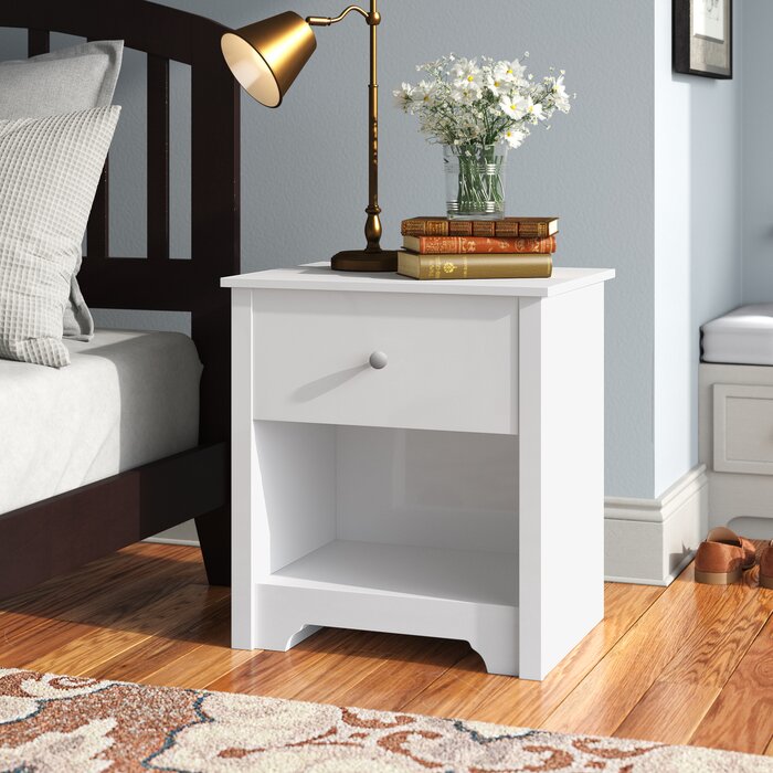 Pure White Olympia Manufactured Wood Nightstand