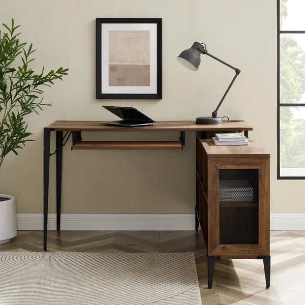 Rustic Oak Onamia L-Shape Desk
