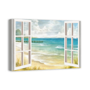 12" H x 18" W Open Windows To Beach Paradise Print on Canvas
