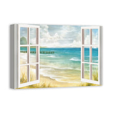 Load image into Gallery viewer, 12&quot; H x 18&quot; W Open Windows To Beach Paradise Print on Canvas
