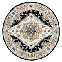 Load image into Gallery viewer, Oriental Handmade Tufted Wool Area Rug in Beige/Navy/Black, Round 6&#39;
