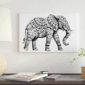 12" H x 18" W x 0.75" D Ornate Elephant II by Bioworkz - Wrapped Canvas Gallery-Wrapped Canvas Giclée