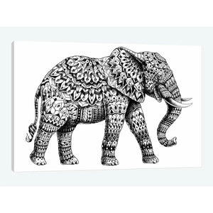 12" H x 18" W x 0.75" D Ornate Elephant II by Bioworkz - Wrapped Canvas Gallery-Wrapped Canvas Giclée
