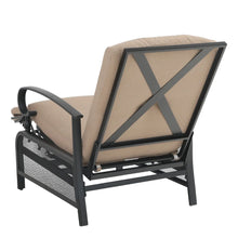 Load image into Gallery viewer, Outdoor Metal Adjustable Cushioned Recliner Lounge Chair - Beige
