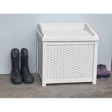 Load image into Gallery viewer, Outdoor 22 Gallon Resin Plastic Wicker Storage Bench #1272
