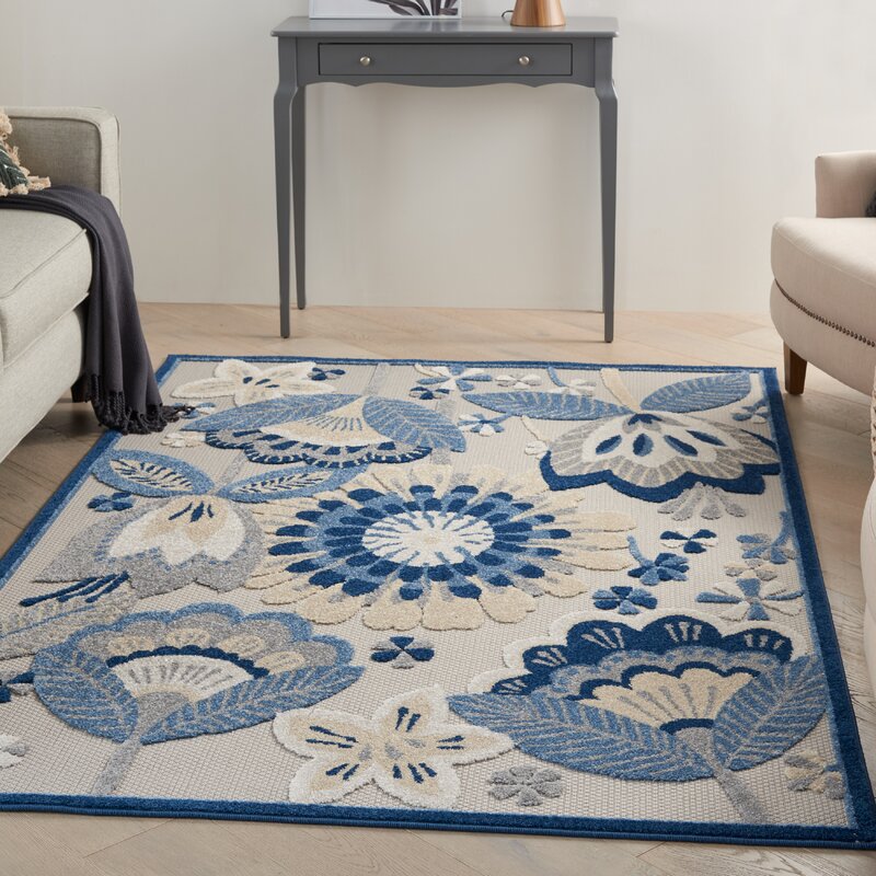 Elis Floral Blue Indoor / Outdoor Area Rug SB1798