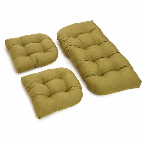 3 Piece Indoor/Outdoor Bench and Dining Chair Cushion Set Avocado Green 2962RR