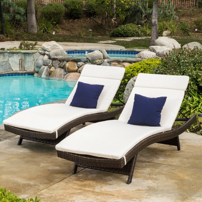 Tallulah Down Indoor/Outdoor Chaise Lounge Cushion (Set of 2) 7390