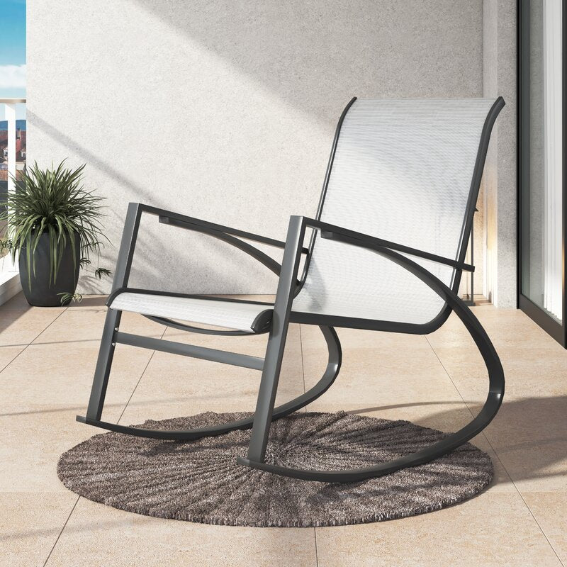 Gray Stripe Outdoor Deasia Rocking Metal Chair 3264AH