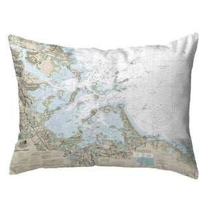 Renninger Boston Harbor, Ma Nautical Map Indoor/Outdoor Lumbar Pillow (1250ND)