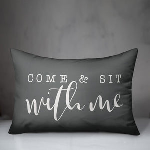 Luedtke Come and Sit with Me Bold Indoor/Outdoor Lumbar Gray & White Pillows (Four Pillows in One Box) #9762