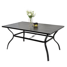 Load image into Gallery viewer, *AS-IS* Outdoor Patio Dining Table 60”x38” Rectangular Metal Slatted Table With Umbrella Hole
