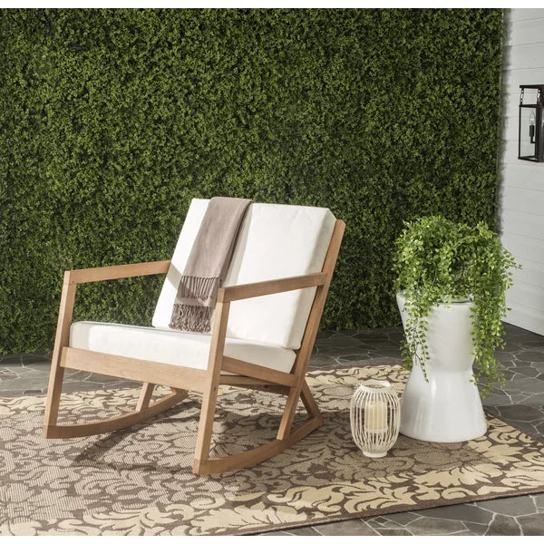 Outdoor Rocking Solid Wood Chair with Cushions