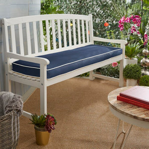 Sunbrella Navy with White Piping Bench Cushion (19" x 60") #9701