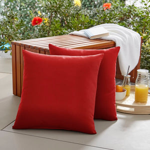 Set of Two Sunbrella Indoor / Outdoor Throw Pillows in Red (18" x 18") #9737