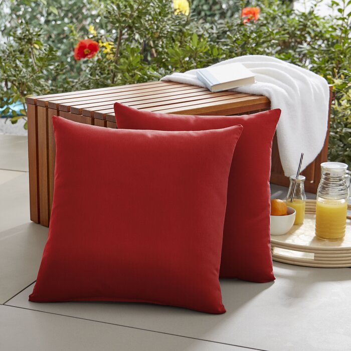 Set of Two Sunbrella Indoor / Outdoor Throw Pillows in Red (18