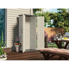 Load image into Gallery viewer, Outdoor Vanilla 2 ft 8-1/4&quot;. W x 2 ft 1-1/2&quot;. D Plastic Vertical Tool Shed
