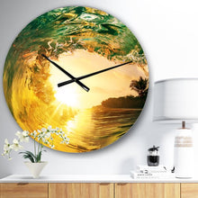 Load image into Gallery viewer, Oversized Seashore Colored Ocean Waves Clock #9296
