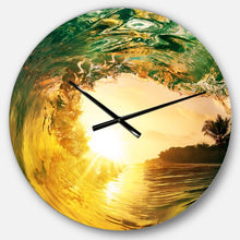Load image into Gallery viewer, Oversized Seashore Colored Ocean Waves Clock #9296
