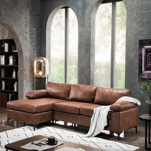 Load image into Gallery viewer, Ovios Mid-Century SUEDE Leather Chaise Reversible Sofa - Brown, 2 Boxes
