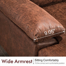Load image into Gallery viewer, Ovios Mid-Century SUEDE Leather Chaise Reversible Sofa - Brown, 2 Boxes
