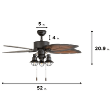 Load image into Gallery viewer, 52" Ocean Crest, Bronze, Pull Chain, Indoor/Outdoor Ceiling Fan EC1442
