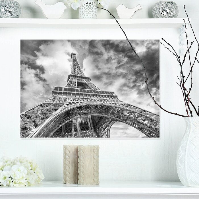 Black and White View of Paris Eiffel Tower Cityscape, #6171