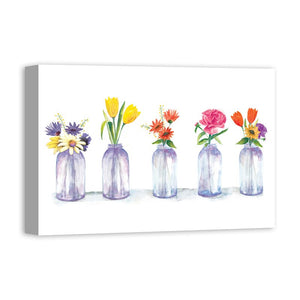 Painted Flowers In Glass Jars - Print MRM3878