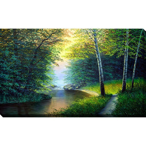 24" H x 40" W x 1.5" D Painted Forest Creek - Wrapped Canvas Graphic Art