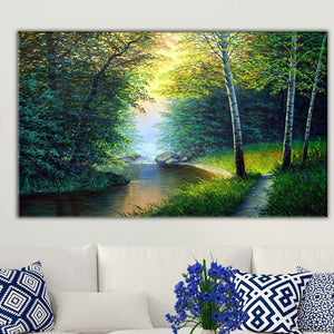 24" H x 40" W x 1.5" D Painted Forest Creek - Wrapped Canvas Graphic Art