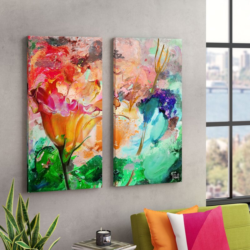 40'' H x 40'' W x 1.5'' D Painted Petals LXI by Tristan Scott - 2 Piece Wrapped Canvas