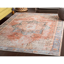 Load image into Gallery viewer, Mya Oriental Terracotta/Camel/Pale Blue Area Rug 7&#39;10&quot; x 10&#39;3&quot; (3405RR)
