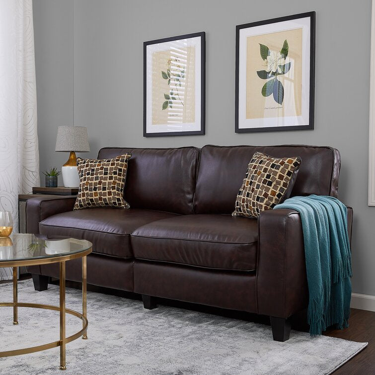 Palisades 72'' Faux Leather Square Arm Sofa with Reversible Cushions