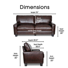 Load image into Gallery viewer, Palisades 72&#39;&#39; Faux Leather Square Arm Sofa with Reversible Cushions
