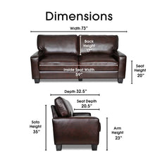 Load image into Gallery viewer, Palisades 72&#39;&#39; Faux Leather Square Arm Sofa with Reversible Cushions
