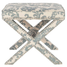 Load image into Gallery viewer, Palmer 21.5" Wide Square Floral Standard Ottoman Slate/Beige 3065RR
