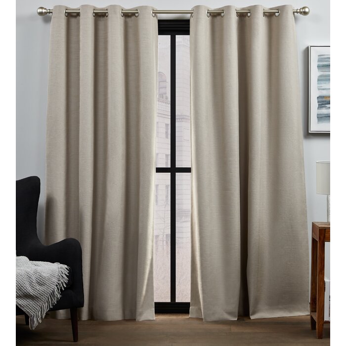 Palni 100% Solid Beige Blackout Thermal Grommet Curtain Panels - Set of 2 (ND845)
